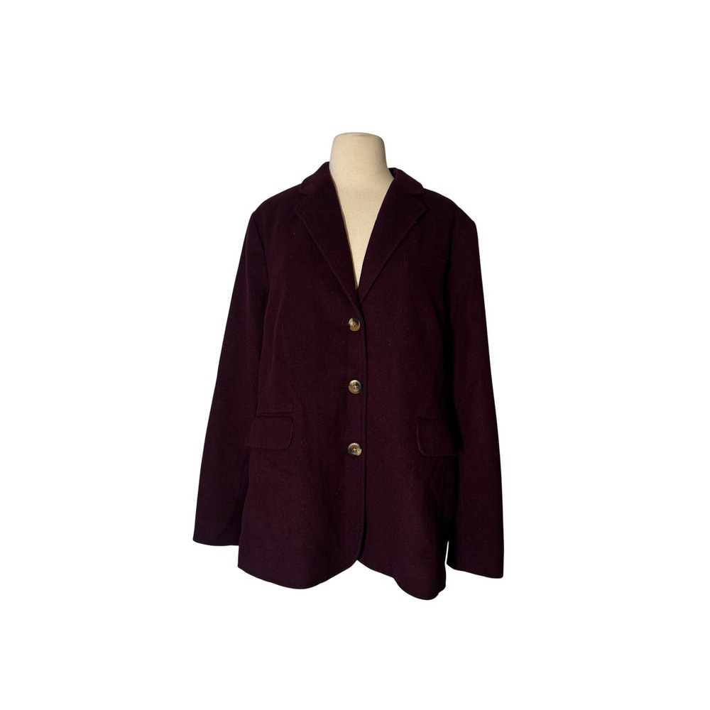 L.L Bean Women Plum Purple Wool Cashmere Blend Blazer Notched Lapel Lined SZ 20